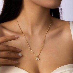 18K Gold-Plated Necklace with Rhinestone Pendant